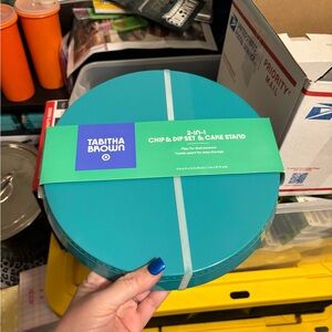 Tabitha Brown Teal Chip & Dip Set and Cake Stand